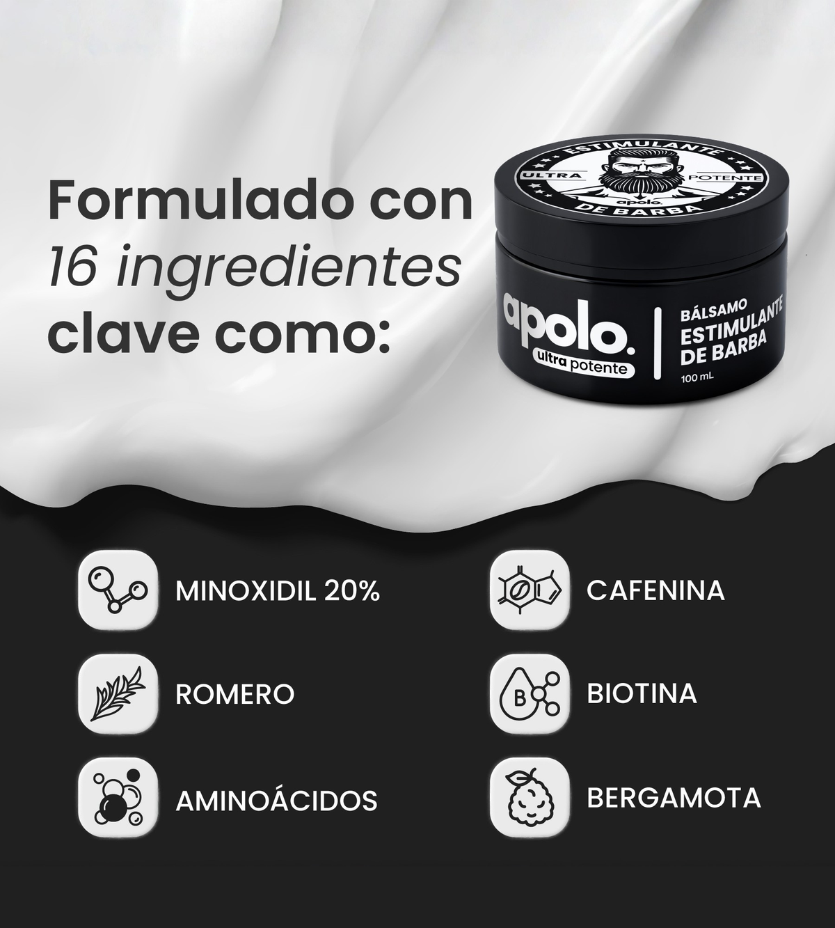 (COMPRA 1 Y LLEVATE 2) Bálsamo para Crecimiento de Barba Ultra Potente con Minoxidil 20%